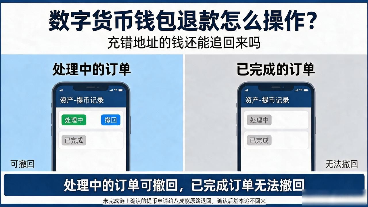 数字货币钱包退款怎么操作？充错地址的钱还能追回来吗