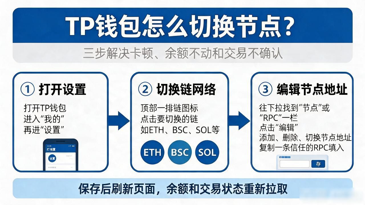 TP钱包怎么切换节点？三步解决卡顿、余额不动和交易不确认